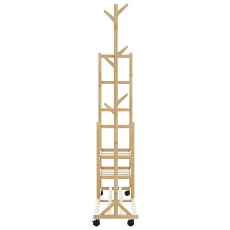 Kledingrek met schappen en wielen 100x38x175,5 cm bamboe 5