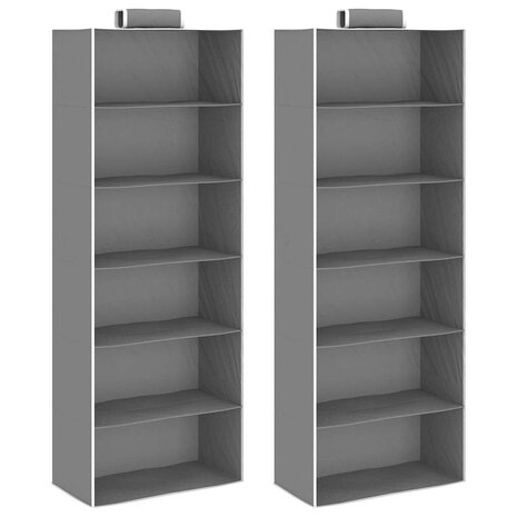 Kledingorganisers hangend 2 st met 6 schappen stof 1
