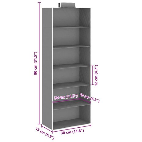 Kledingorganisers hangend 2 st met 6 schappen stof 9