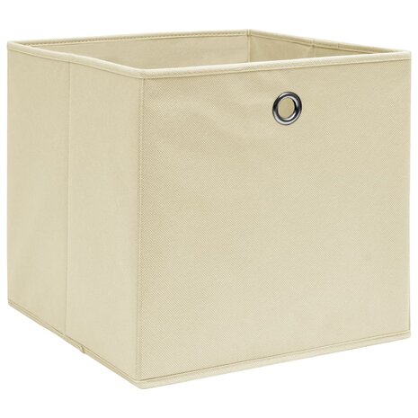 Opbergboxen 10 st 32x32x32 cm stof crèmekleurig 2
