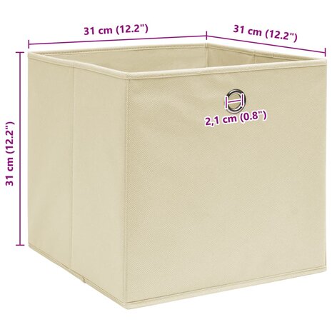Opbergboxen 10 st 32x32x32 cm stof crèmekleurig 5