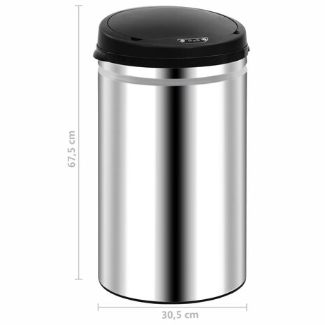Prullenbak met automatische sensor 40 L roestvrij staal 8