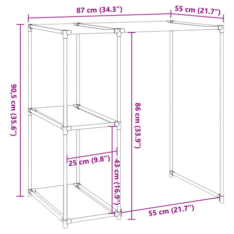 Opbergrek voor boven wasmachine 87x55x90,5 cm ijzer zwart  7