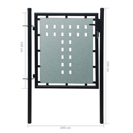 Poort enkel 100x150 cm zwart 5