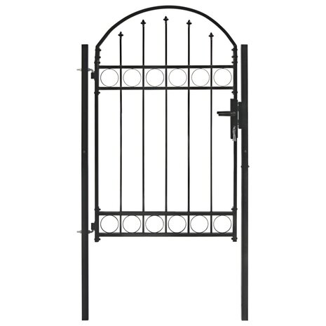 Poort met gebogen bovenkant 100x150 cm staal zwart 1