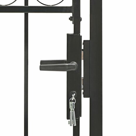Poort met gebogen bovenkant 100x150 cm staal zwart 4