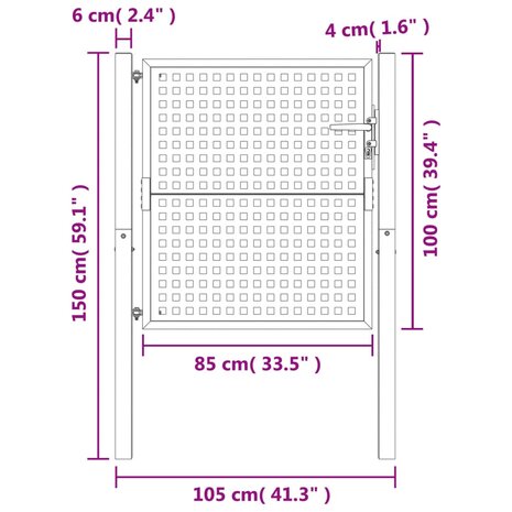 Poort 105x150 cm staal antracietkleurig 6
