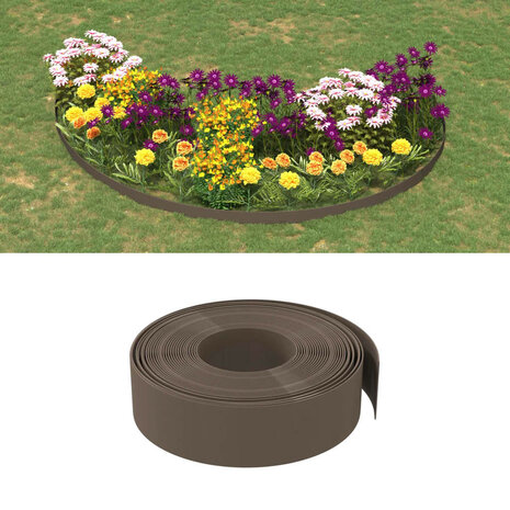 Tuinranden 2 st 10 m 15 cm polyetheen bruin 1