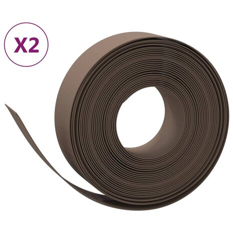 Tuinranden 2 st 10 m 15 cm polyetheen bruin 2