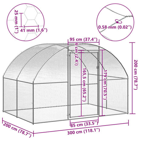 Kippenren 3x2x2 m gegalvaniseerd staal 4