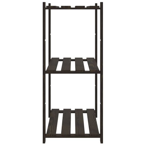 Opbergrek 3-laags 80x38x90 cm massief grenenhout zwart 4