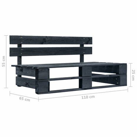 Tuinmiddenbank pallet zwart geïmpregneerd grenenhout 6