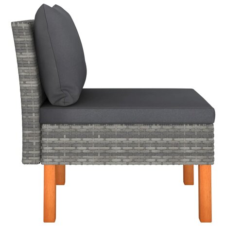 Middenbanken 2 st poly rattan en massief eucalyptushout 5