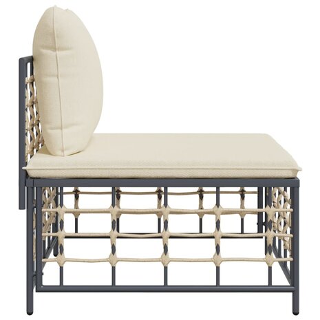 Tuinmiddenbank met beige kussens poly rattan 4