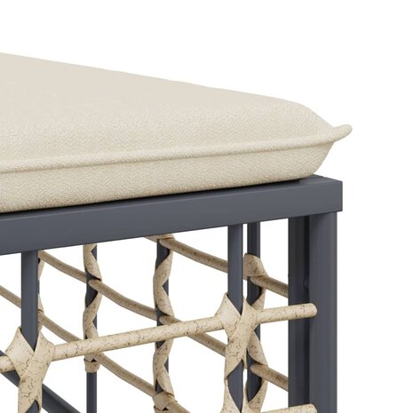 Tuinmiddenbank met beige kussens poly rattan 5