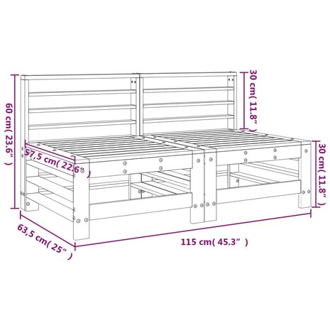 Tuinmiddenbanken 2 st massief grenenhout grijs 8