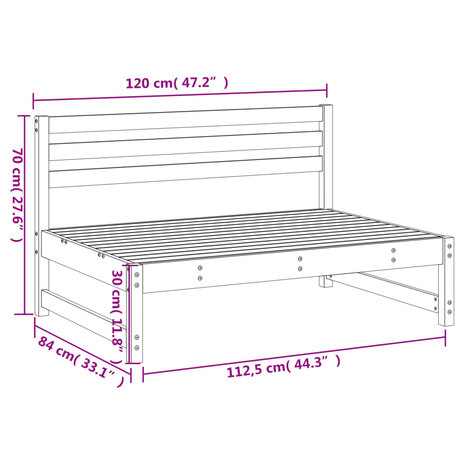 Tuinmiddenbank 120x80 cm massief grenenhout grijs 7