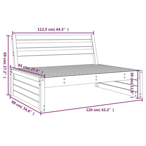 Tuinmiddenbank 120x80 cm geïmpregneerd grenenhout 7
