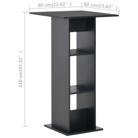 Bartafel 60x60x110 cm zwart 6