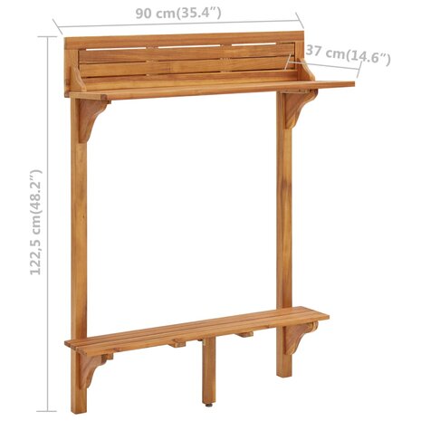 Balkonbartafel 90x37x122,5 cm massief acaciahout 9