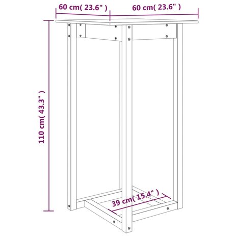 Bartafel 60x60x110 cm massief grenenhout 7