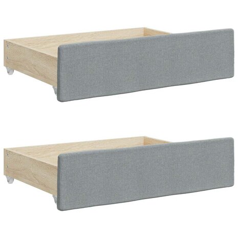 Opberglades bed 2 st bewerkt hout bewerkt hout stof lichtgrijs 2