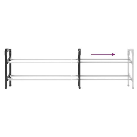 Schoenenrek met 2 schappen verlengbaar 119x24x37 cm 5