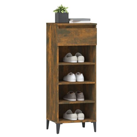 Schoenenrek 40x36x105 cm bewerkt hout gerookt eikenkleurig 4