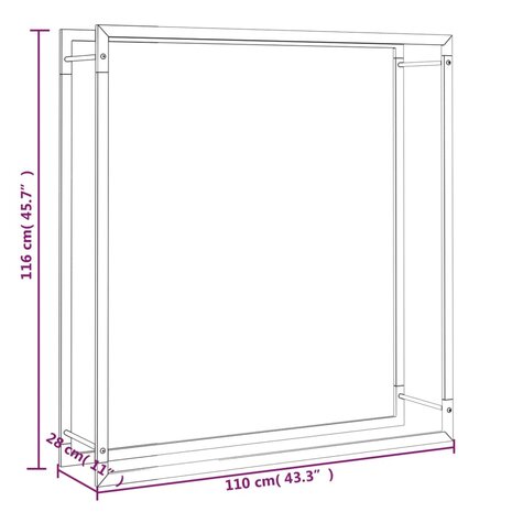 Haardhoutrek 110x28x116 cm staal matzwart 6