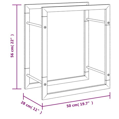 Haardhoutrek 50x28x56 cm roestvrij staal 7