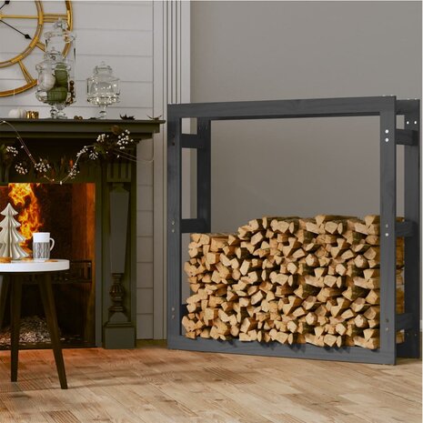 Haardhoutrek 100x25x100 cm massief grenenhout grijs 3