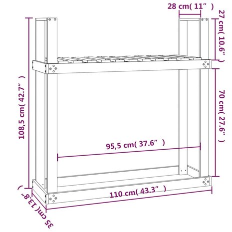 Haardhoutrek 110x35x108,5 cm massief grenenhout honingbruin 8
