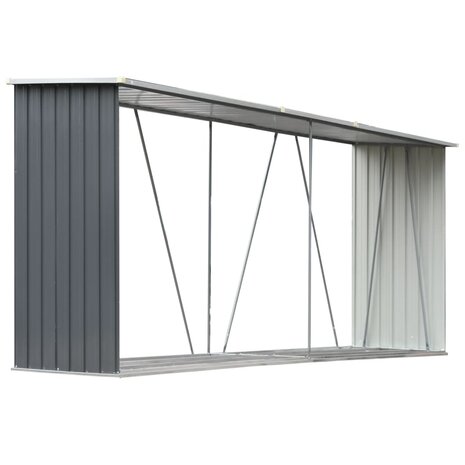 Haardhoutschuur 330x84x152 cm gegalvaniseerd staal grijs  2