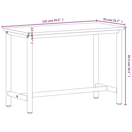 Werkbank 115x55x81,5 cm massief beukenhout en metaal 8