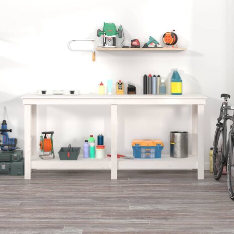 Werkbank 180x50x80 cm massief grenenhout wit 3