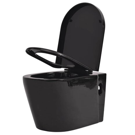 Hangend toilet met verborgen stortbak keramiek zwart 3