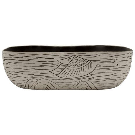 Opzetwasbak rechthoekig 48x37,5x13,5 cm keramiek grijs en zwart 3