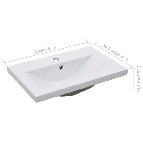 Inbouwwastafel 61x39,5x18,5 cm keramiek wit 7