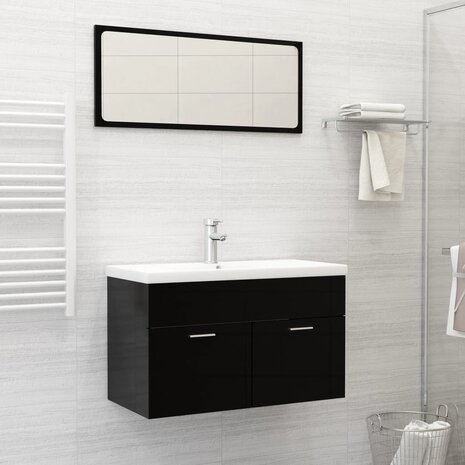 Inbouwwastafel met kraan 81x39x18 cm keramiek wit 1