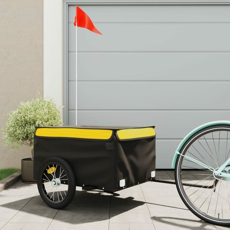 Fietstrailer 45 kg ijzer zwart en geel 1