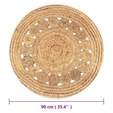 Tapijt met ontwerp rond 90 cm gevlochten jute 5