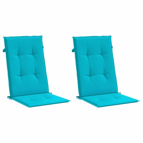 Stoelkussens 2 st hoge rug stof turquoise 3
