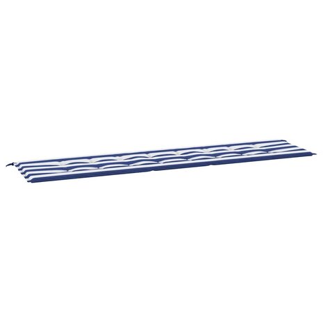 Tuinbankkussen gestreept 200x50x3 cm stof wit en blauw 2