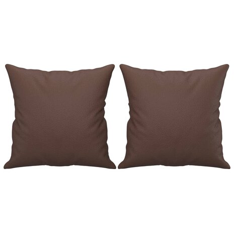 Sierkussens 2 st 40x40 cm kunstleer bruin 2