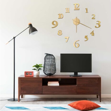 3D-wandklok modern XXL 100 cm goudkleurig 1