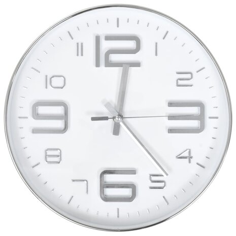 Wandklok 30 cm zilverkleurig 2