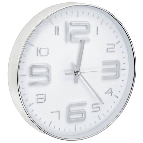 Wandklok 30 cm zilverkleurig 3