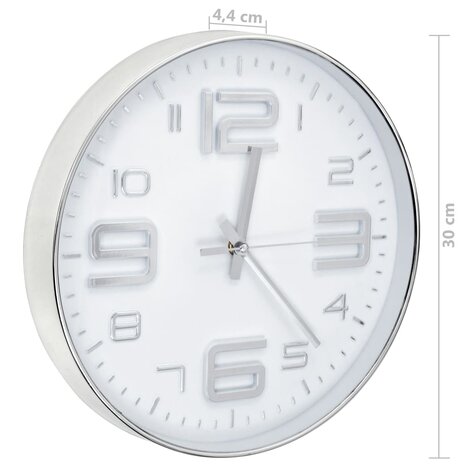 Wandklok 30 cm zilverkleurig 6