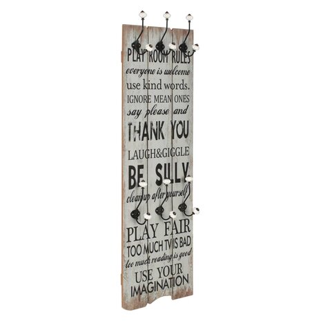 Wandkapstok met 6 haken THANK YOU 120x40 cm  1