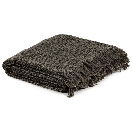Plaid 160x210 cm katoen antraciet en bruin 2